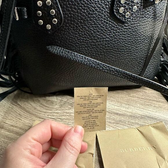 Burberry Black Leather Baby Banner Fringe Crossbody Shoulder Bag 100% Authentic - Picture 6 of 13